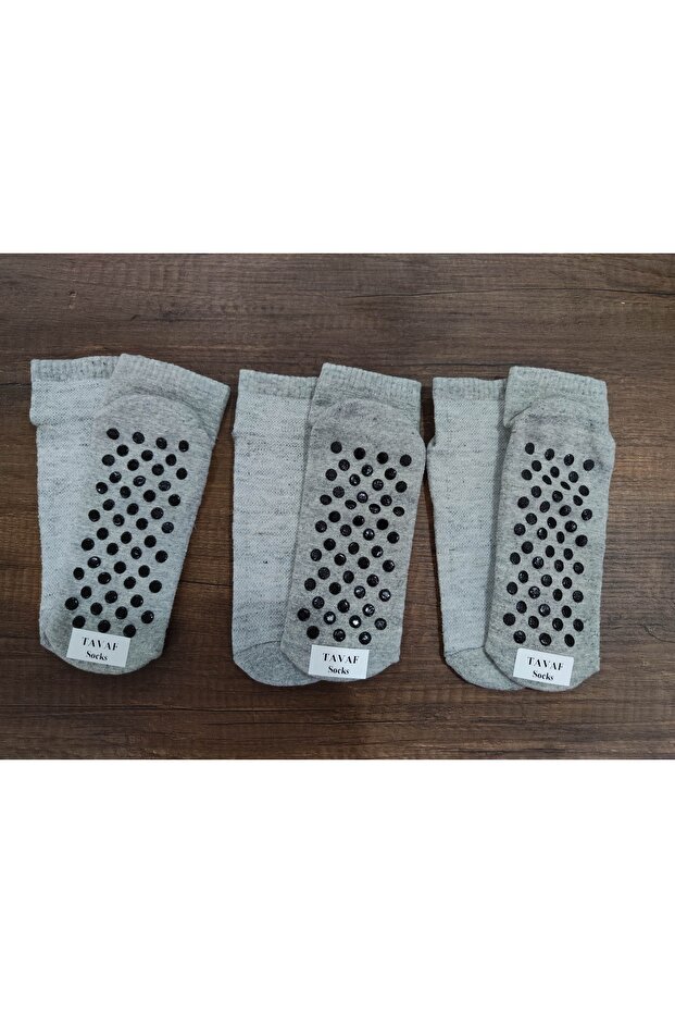 3 Pairs of Non-Slip Printed Cotton Backgammon Socks with Mesh Braid on the Top