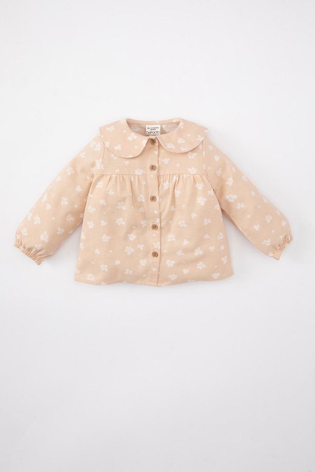 Kız Bebek Bebe Yaka Çiçekli Twill Uzun Kollu Gömlek B9802a524sp - 1