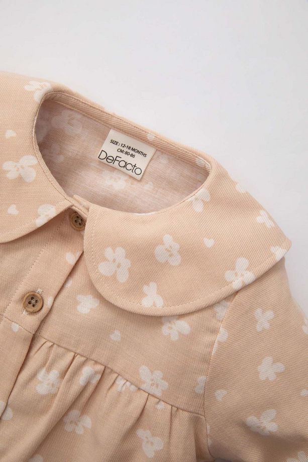 Kız Bebek Bebe Yaka Çiçekli Twill Uzun Kollu Gömlek B9802a524sp - 2