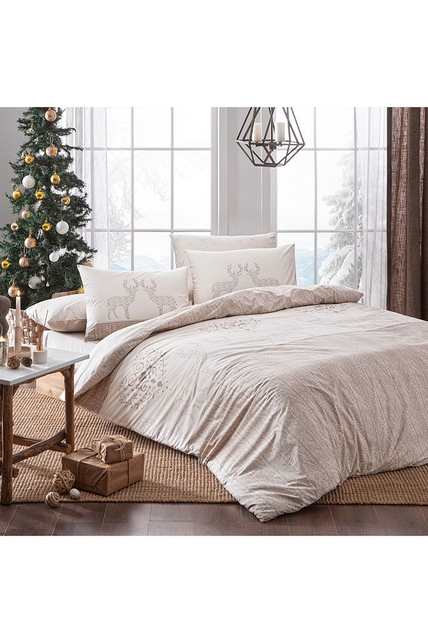 Lovelıght Ranforce Çift Kişilik Nevresim Takımı Bej - 1