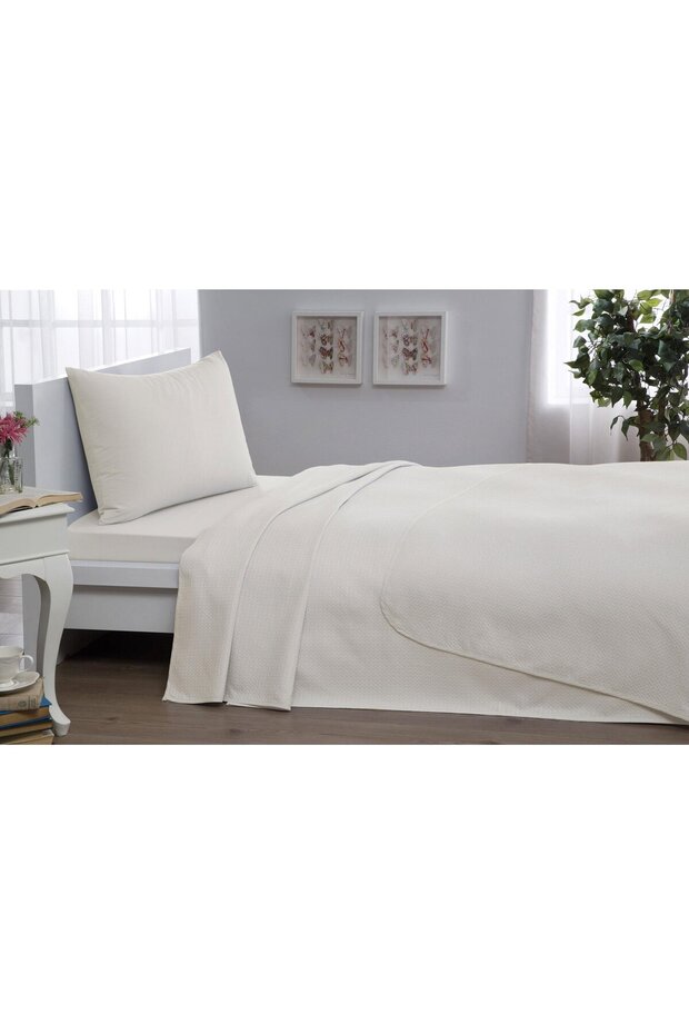 Cool Serinleten Tek Kişilik Pike Takımı - Krem - 1