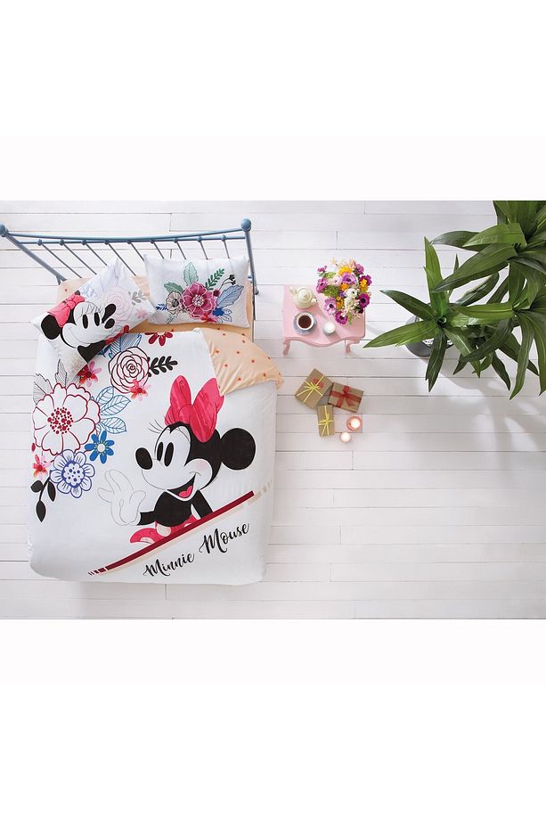 Minnie Mickey Watercolour Pamuk Lisanslı Nevresim Takımı - 1