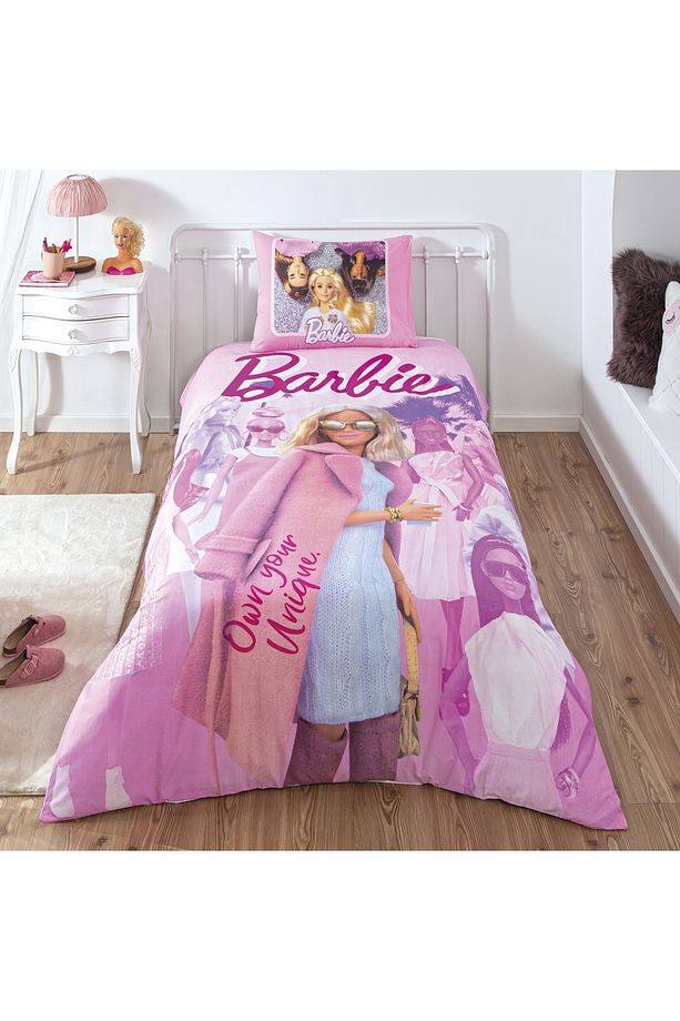 Lisanslı Barbie Pink Power Tek Kişilik Pamuk Nevresim Takımı - 2