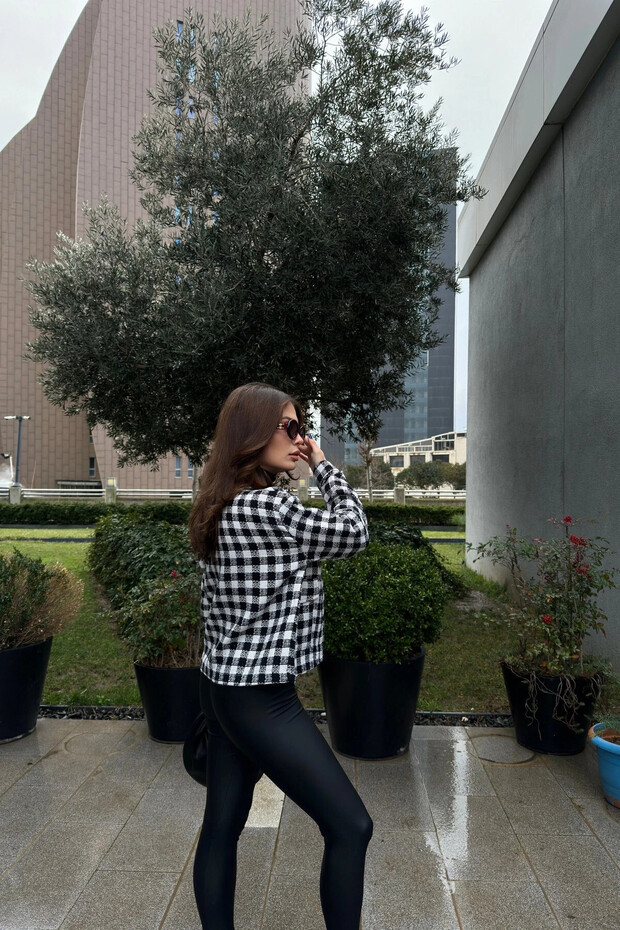 سترة بنمط منقوش بجيب مزدوج - 4