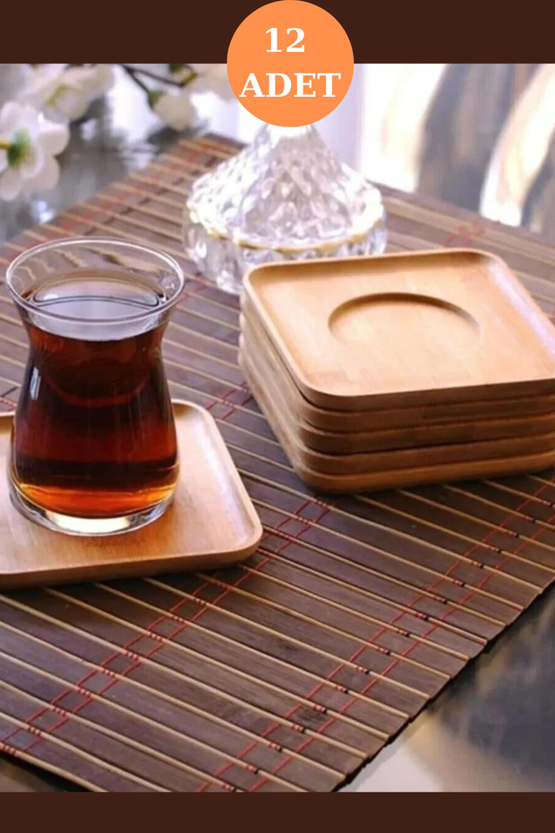 قاعدة أكواب من الخيزران، 12 كأس