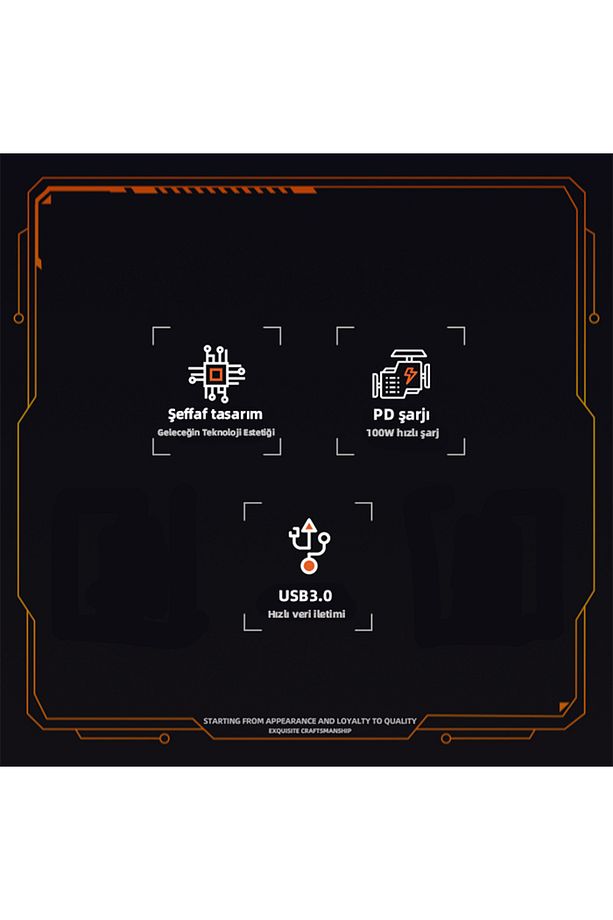 5in1 Type-c To USB3.0 *4 + Type-c Çoğaltıcı Hub ŞEFFAF - 7