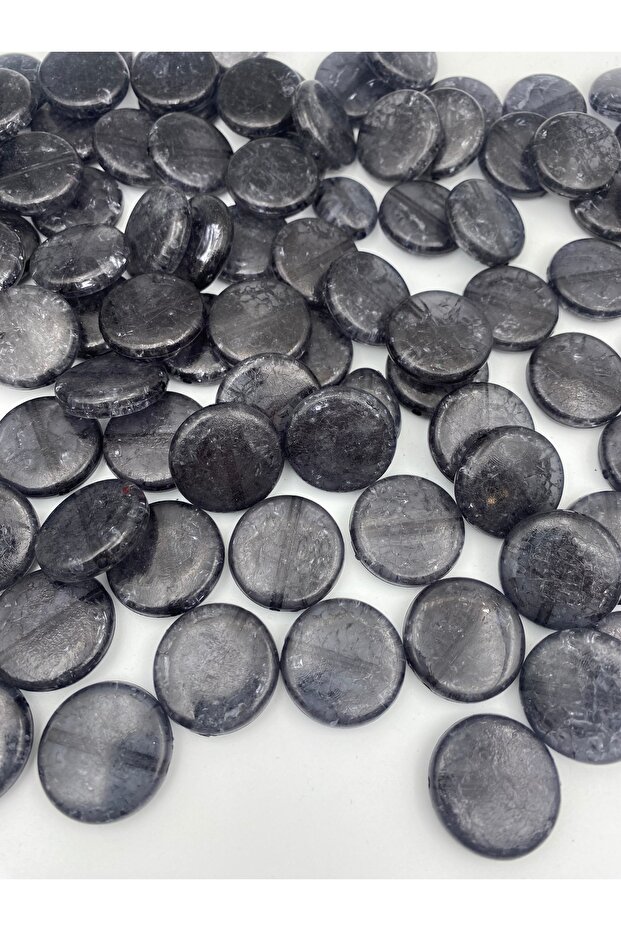 28mm Charcoal grey Color Flat Model Cracked Frosted Acrylic Beads, for Jewelry, Bag Beads (100GR, ~20 PIECES)