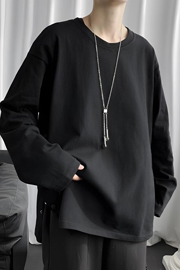 Siyah Oversize Sweatshirt - 2