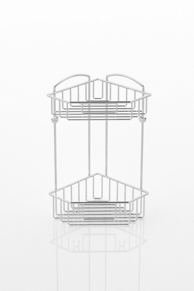 رف زاوية للحمام مكون من طبقتين من TEKNOTEL كروم ES092 - 4