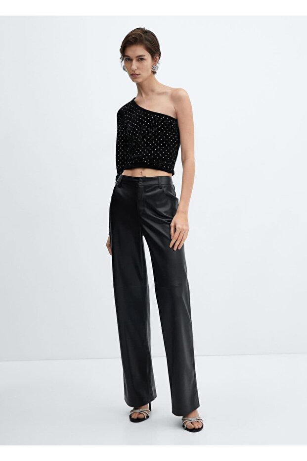 Strass taşlı kadife bluz - 2