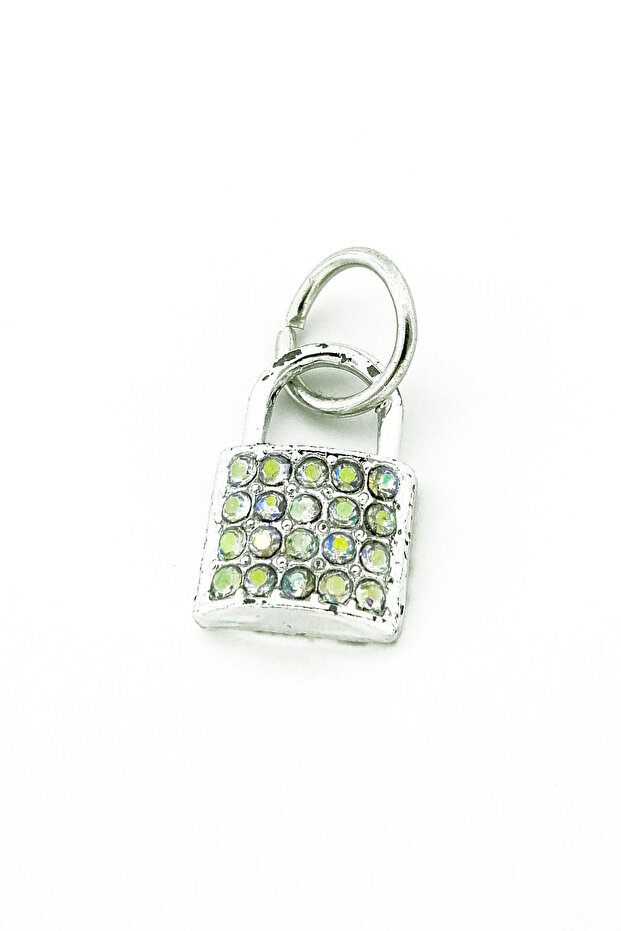 Glittery Lock Dangle Steel Charm - 1