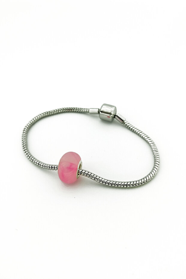 Pembe Murano Çelik Charm - 2
