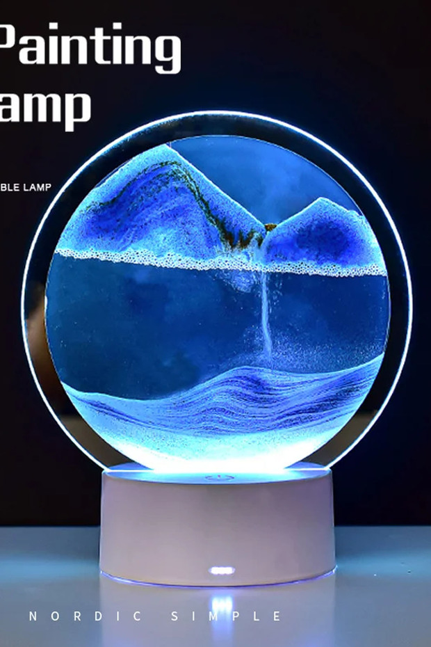 3D hareketli kum sanat resmi yuvarlak cam derin deniz Sandscape kum saati USB Kablolu Sadece - 4