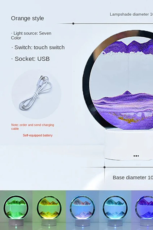 3D hareketli kum sanat resmi yuvarlak cam derin deniz Sandscape kum saati USB Kablolu Sadece - 6