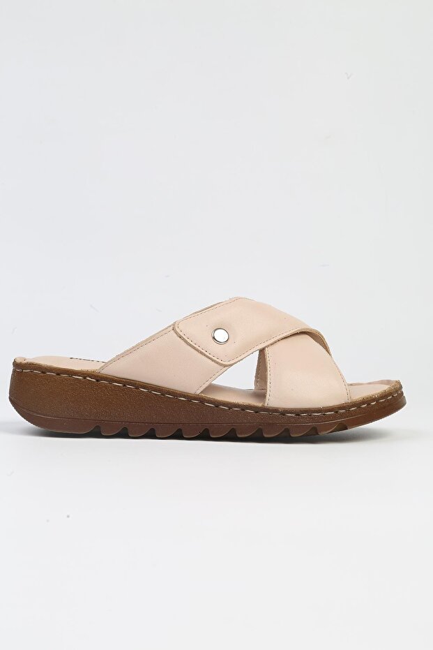 ®| PC-5128-3013 Cream-Women's Heeled Slippers