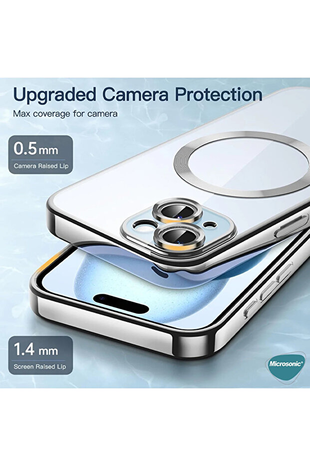 Apple iPhone 15 Kılıf MagSafe Luxury Electroplate Mor - 4