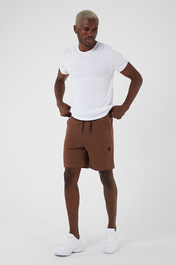 Erkek Şort Taba Regular Fit Esnek Belli Fermuarlı Yan Ve Arka Cep - 2