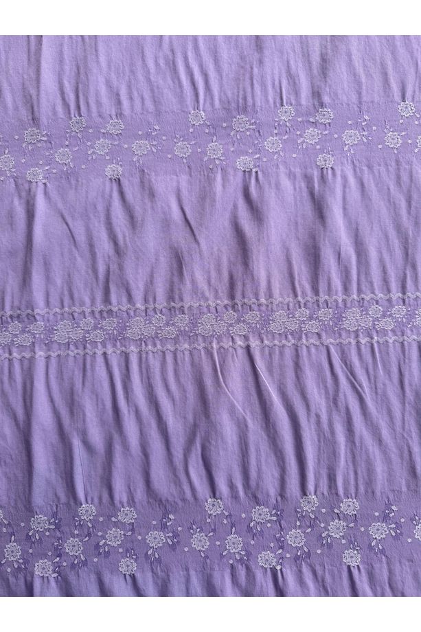Çiçek Desenli Jakar Kumaş Lila 1 Metre - 3