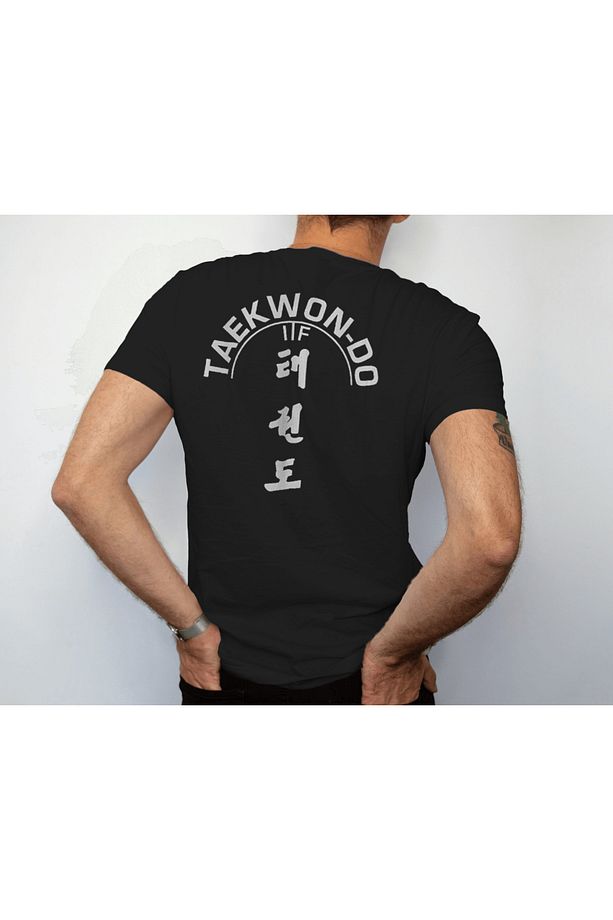Tekvando Taekwondo  Taekwon-Do Dövüşçü Sırt Ön Baskılı Oversize Tişört %100 Pamuklu Unisex T-Shirt - 2
