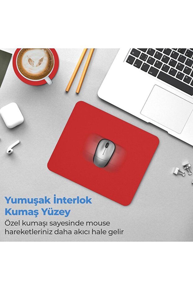 Mouse Pad Non-Slip Mouse Pad Red Mouse Pad Rectangular Mouse Mat Flat Non-Slip Base - 2