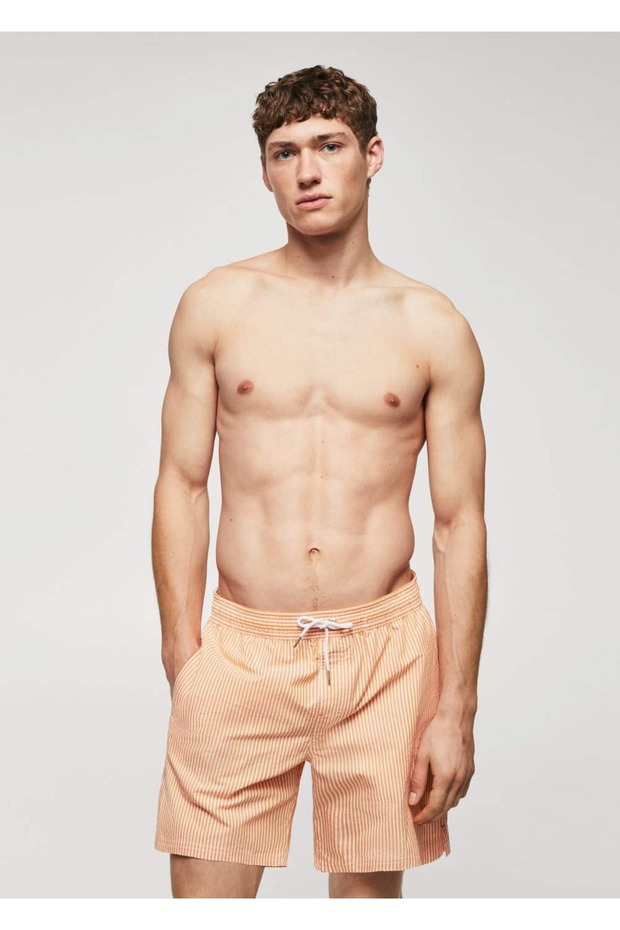 Man/ Seersucker Çizgili Mayo - 1