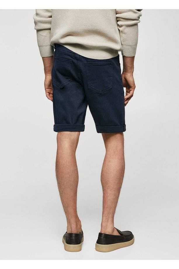 Slim fit kot bermuda şort - 4