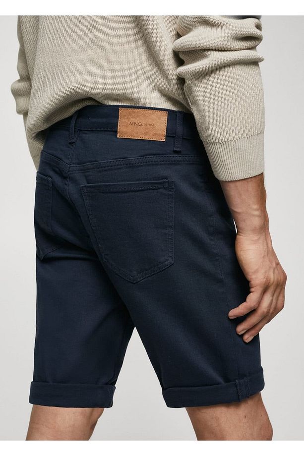Slim fit kot bermuda şort - 5