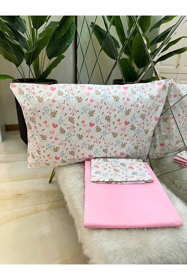 100% Cotton Double Elasticless Sheet and Pillow Set