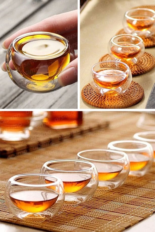 6 Lı Çift Cidarlı Mini Sosluk Lokumluk Kahve Yanı Tabağı - 1