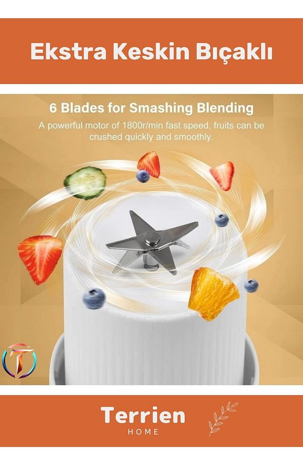 Home Serisi Taşınabilir El Blenderı 420 ML Şarjlı Meyve Smoothie Hazırlama Makinesi Şişe Pratik - 3