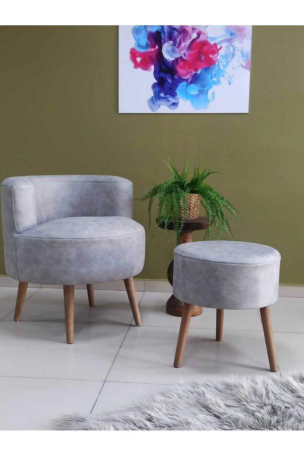 Çay Seti Tekli Koltuk Berjer Ve Puf Takımı (salon, Balkon, Ofis) 2 Li Takım - 2