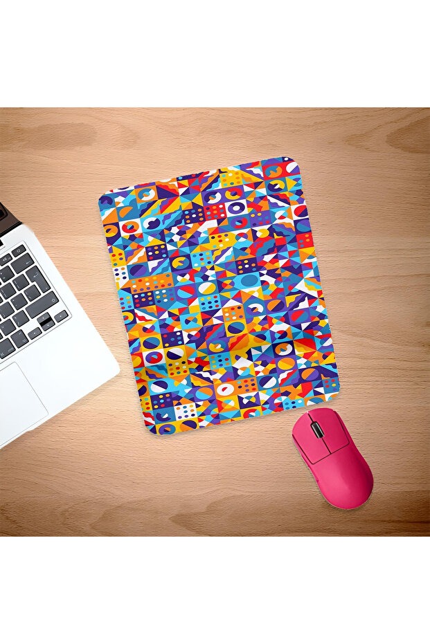 Shaped Small Squares Rectangular Mouse Pad with Wrist Support - 1
