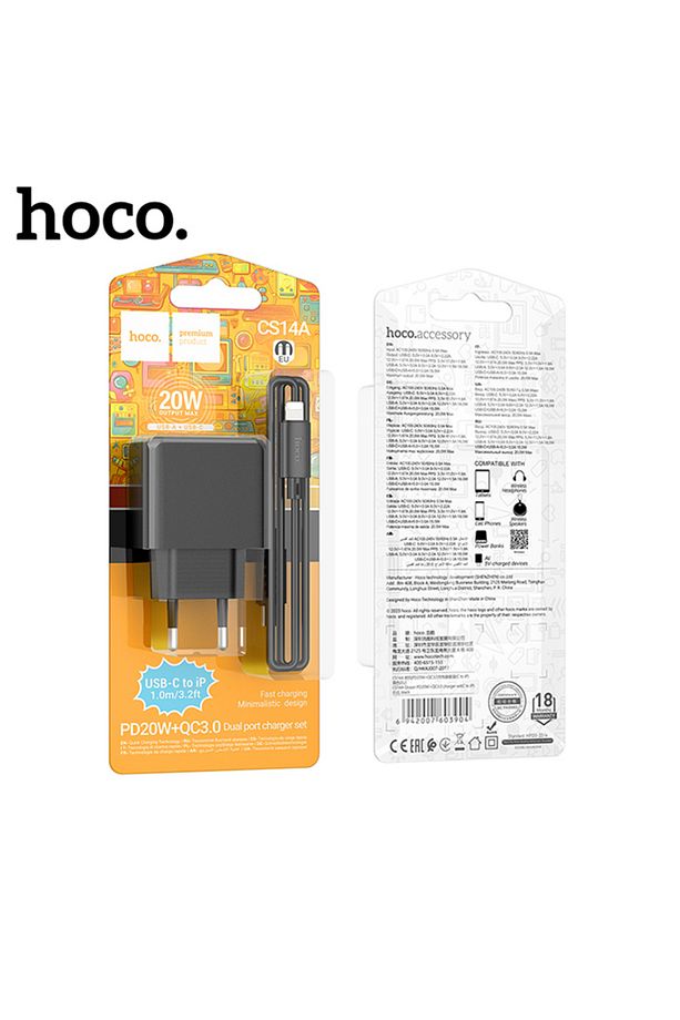 CS14A Ocean PD20W+QC3.0  Girişli Hızlı Şarj Başlığı Ve Type-C To iPhone Lightning Kablo - 7