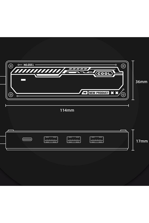 5in1 Type-c To USB3.0 + USB2.0 + Type-c PD 100W + HDMI + Ethernet Çoğaltıcı Transparan Hub - 7