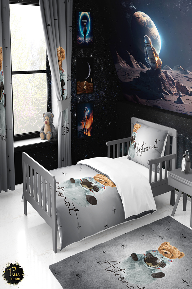 Cute Astronaut Bear Patterned Children's and Baby's Room Bedding Set TLAN-316