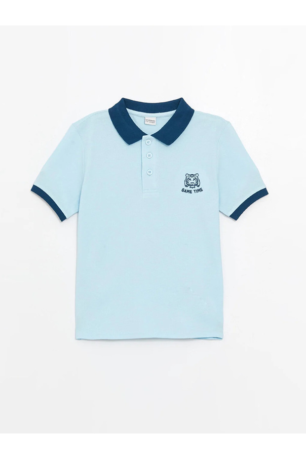Polo Neck Embroidered Short Sleeve Boy's T-Shirt