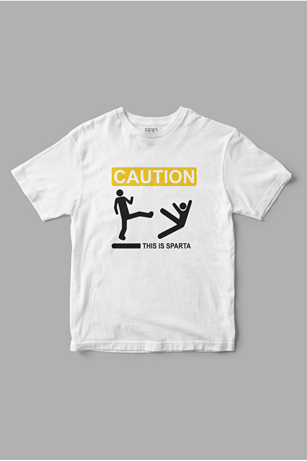 Caution "This is Sparta" 300 Spartan Printed T-Shirt