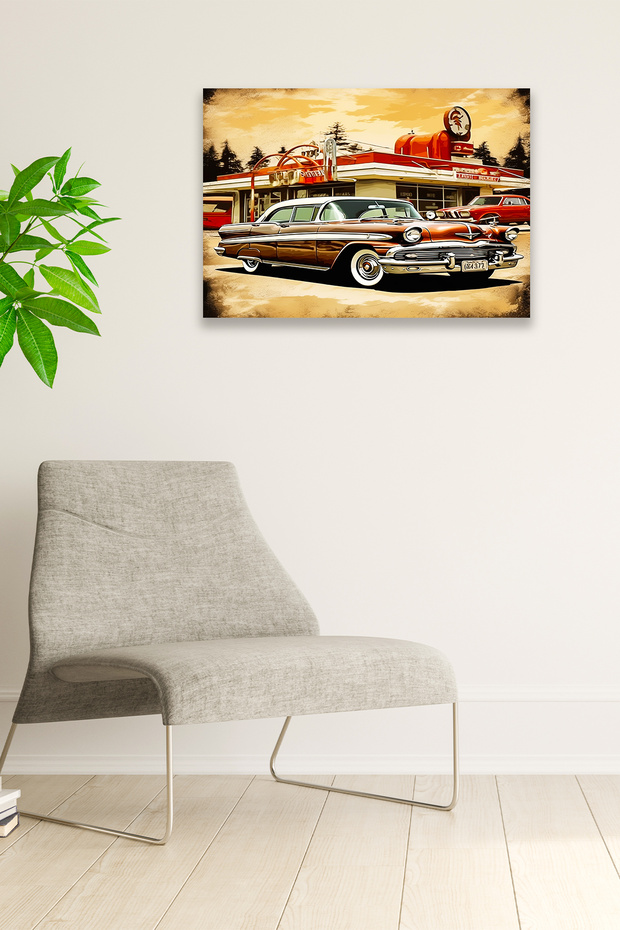 Old Car Vintage Nostalgic Painting Model, Home Decoration, Living Room, Teenager Room Stylish Wooden Decorative Ornament