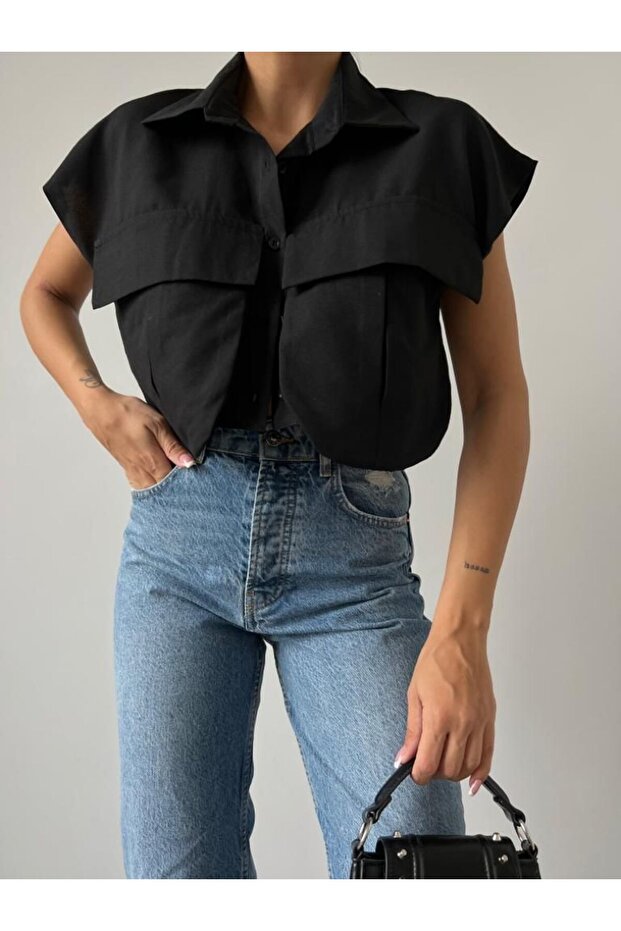 Women's Woven Midi Length Pocket Shirt