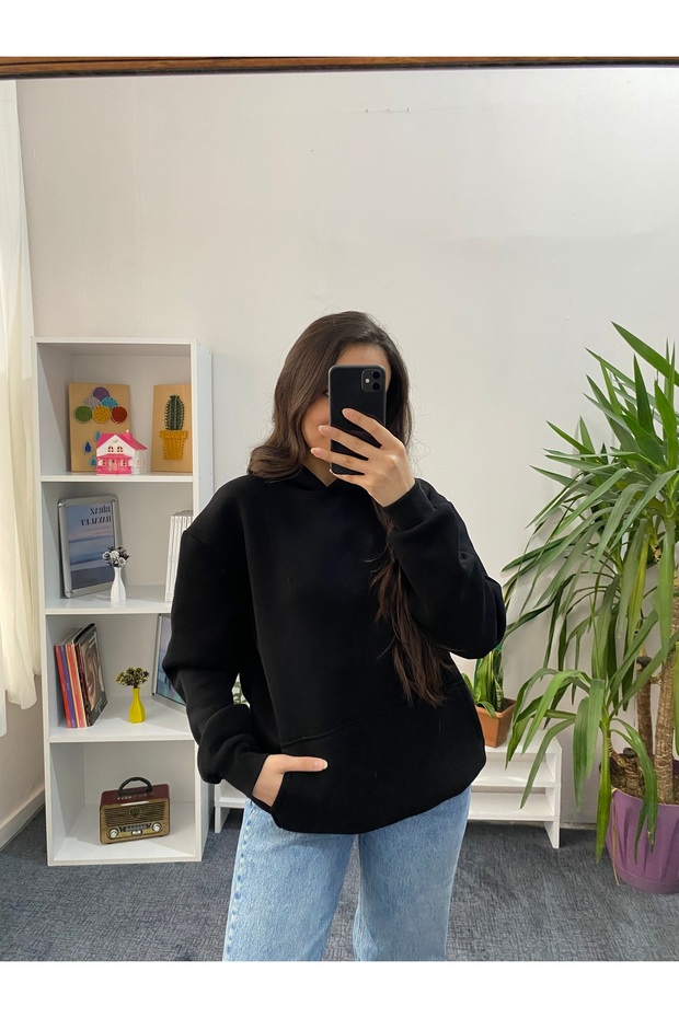 HİLLA Kadın Kapüşonlu Sweatshirt - 3