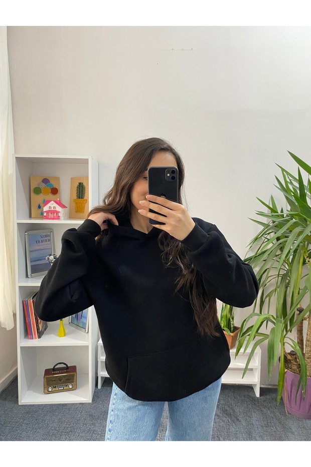 HİLLA Kadın Kapüşonlu Sweatshirt - 2