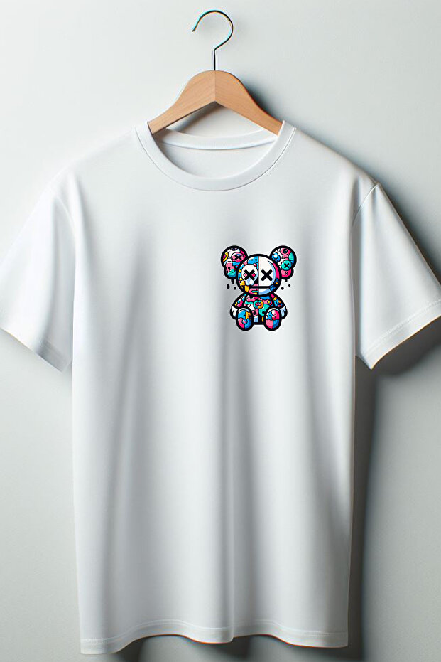 Kaws Printed White Oversize Crew Neck T-shirt