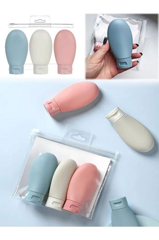 Seyahat Tipi Doldurulabilir Krem Şampuan Kutusu 3 Lü Set - 4