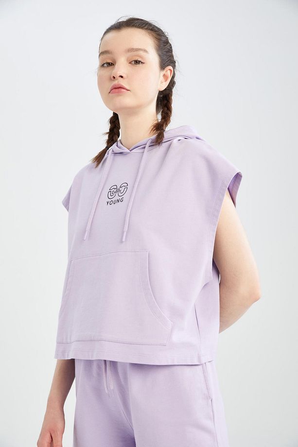 Fit Regular Fit Baskılı Kapüşonlu Kanguru Cepli Sweatshirt - 4