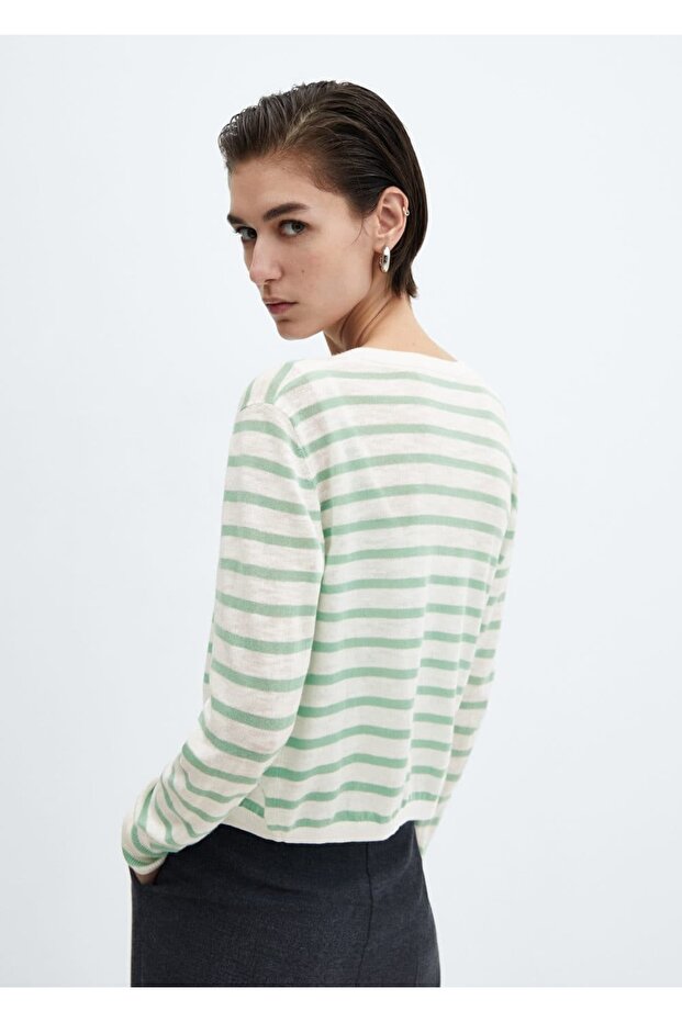 Çizgili örgü hırka - 4