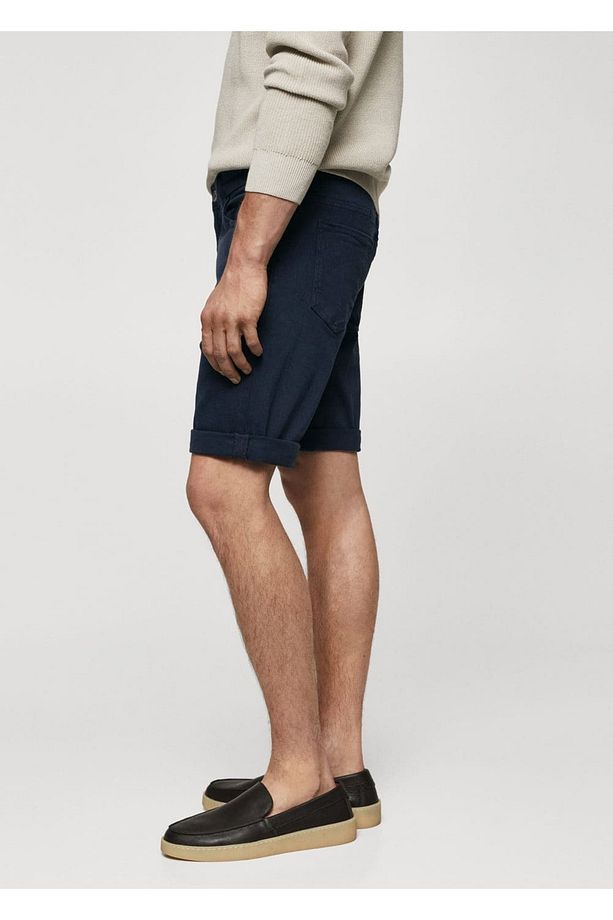Slim fit kot bermuda şort - 8