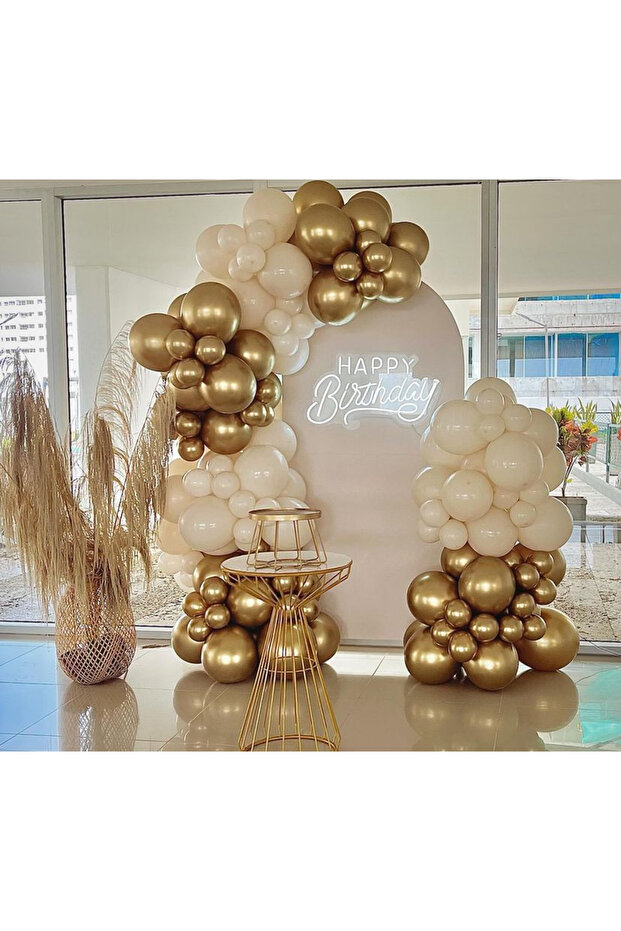 Retro white gold chrome balloon chain set 100 pieces