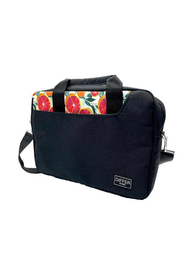 13-14'' Inç Greyfurt Desen Citrus Siyah Laptop/macbook/notebook/bilgisayar/evrak Çantası - 1