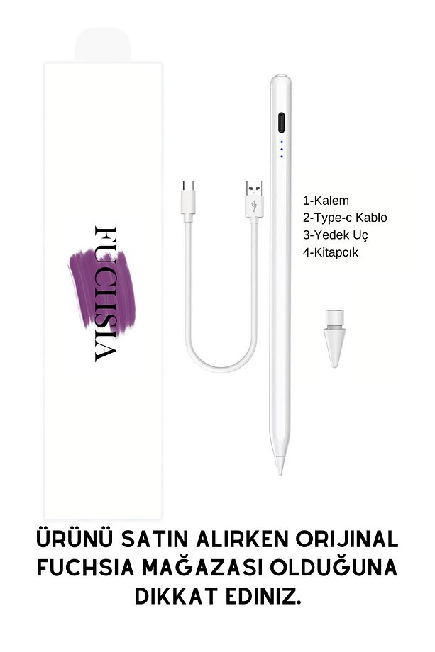 10.9 Inç 10. Nesil Ipad Uyumlu Avuç Içi Red Ve Eğim Özellikli Stylus Fuchsia Dokunmatik Kalemi - 6