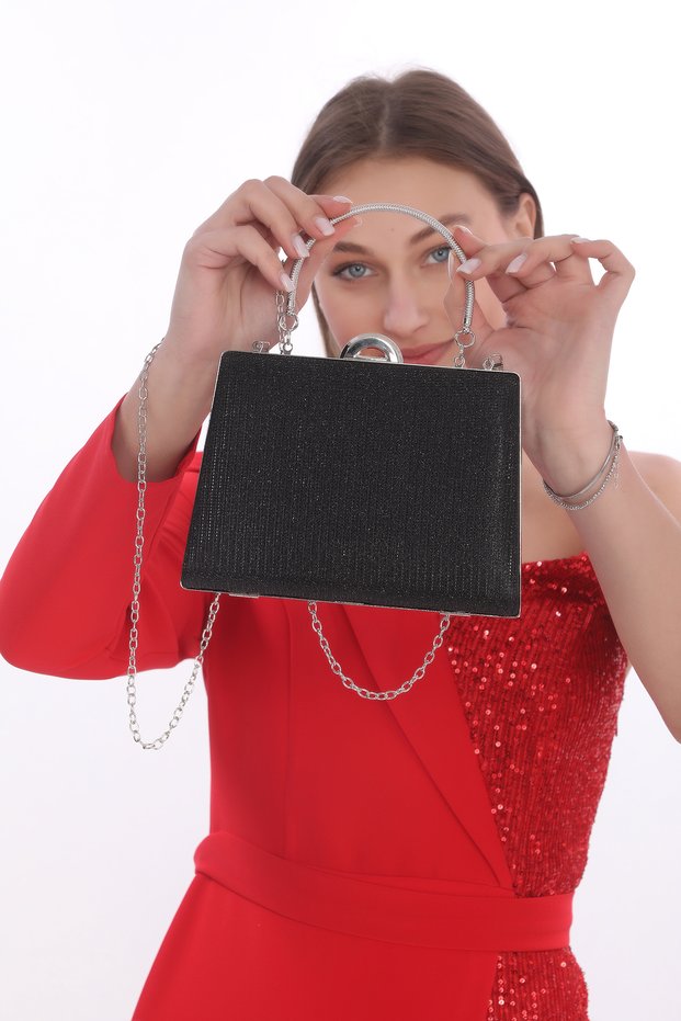 Black Color Breast Patterned Eye-Catching Evening Dress Portfolio Clutch Women's Bag New Season